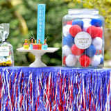 Party Table 10' x 15" Tissue Fringe - Red, White & Blue