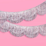 Silver Iridescent Fringe - scalloped banner