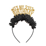 Its my 21st Birthday Party Headband- Gold/Black