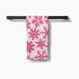 Snowy Days Red Tea Towel