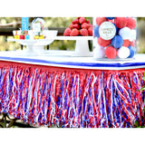 Party Table 10' x 15" Tissue Fringe - Red, White & Blue