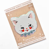 Clementine Kitty Cat Vintage Glossy Die Cut Glitter Sticker