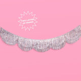 Silver Iridescent Fringe - scalloped banner