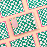 Wavy Check Notecard Set- Green