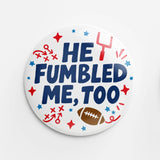 Fumbled Button (red & blue)