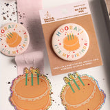 Vintage Birthday Cake Glossy Premium Vinyl Glitter Sticker