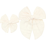 Cloud Muslin Heirloom Bow- Cream Clip