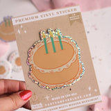Vintage Birthday Cake Glossy Premium Vinyl Glitter Sticker