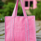 Checkmate Pink Gingham Tote Bag