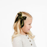 Velvet- Olive Bow Sash Clip- Small
