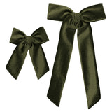 Velvet- Olive Bow Sash Clip- Small