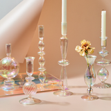 Rainbow Pearl Glass Candlestick- Holder H