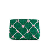 Tinsel Bow Zip Pouch- Green