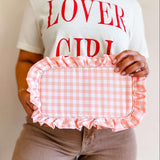 Gingham Ruffle Frilly Makeup Bag