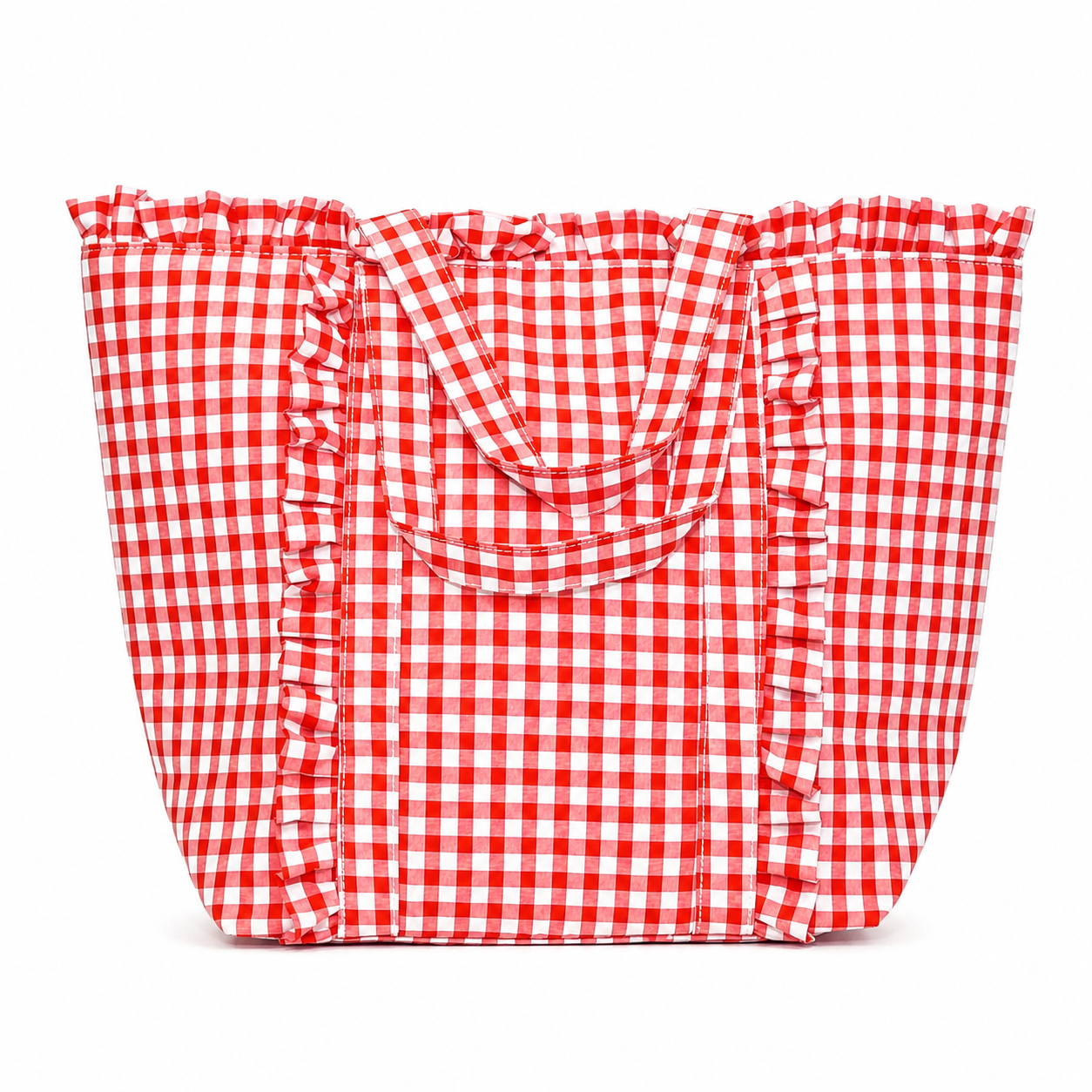 Gingham Ruffle Tote Bag
