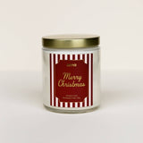 Merry Christmas - Holiday Christmas Candle - 9oz Clear