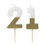 White & Gold Milestone Candles Set | Cake Candles |