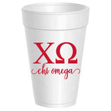 Chi Omega - ΧΩ - Letter Script Styrofoam Cups - 10 pack