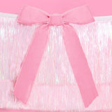Bow Bliss Banner - layered fringe + velvet bows, white, pink