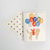 Happy Birthday Golden Retriever Dog with Balloons