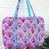 Quilted Duffle Bags | Weekender Bag | Purple Wildflowers