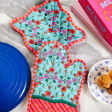 Turquoise Pot Holder & Oven Mitt