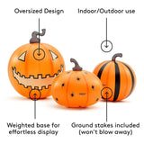 Light Up Inflatable Halloween Pumpkin Decorations - 3 Pack