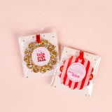 Scalloped Round Picture Frame Ornament-Peppermint Stripes