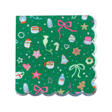 Baking Spirits Bright Dark Green Scalloped Large Napkins
