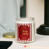 Merry Christmas - Holiday Christmas Candle - 9oz Clear