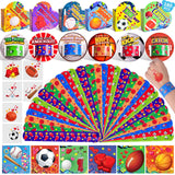 180 Pcs Valentine's Sports Themed Slap Bracelets and Stickers with Heart Box
