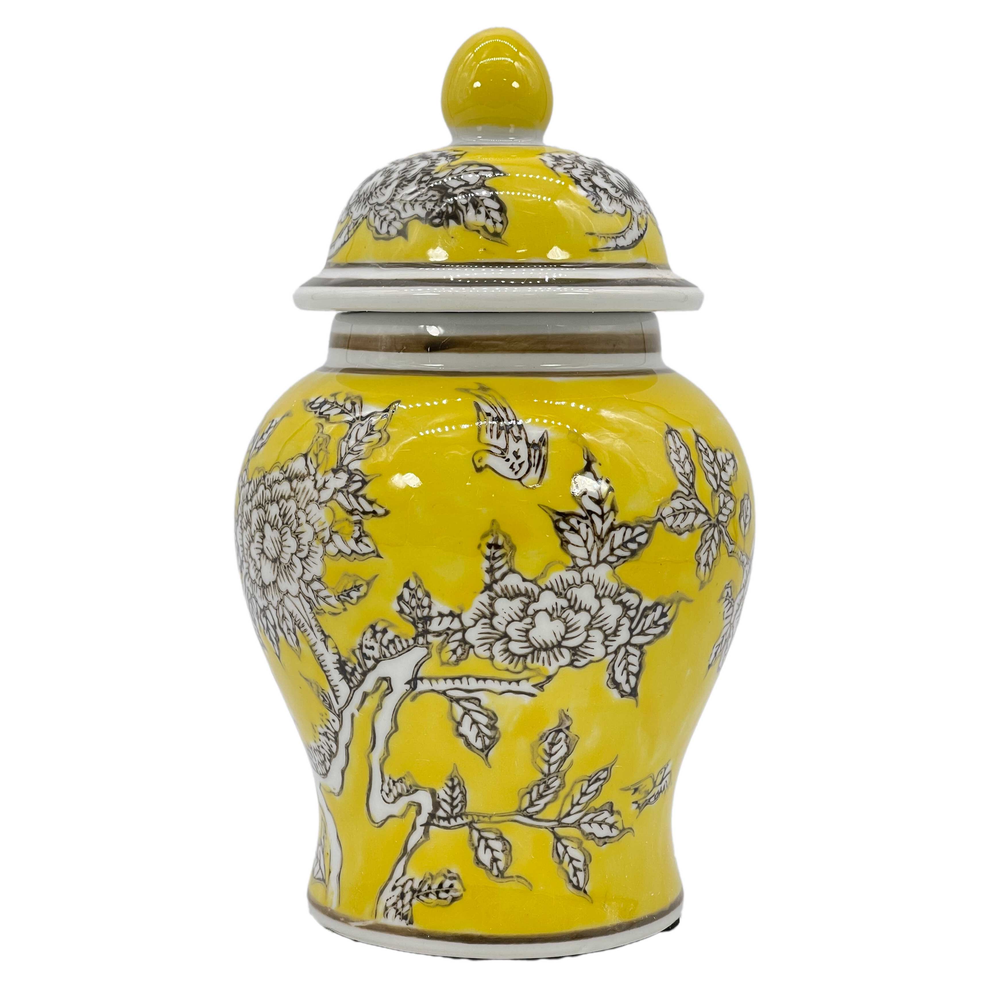 Small Chinoiserie Ceramic Decorative Tea & Ginger Jar 8"