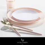 Chic Round Blush and Gold Forks | 32 Pieces