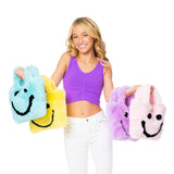 Faux Fur Fuzzy Happy Face Purse