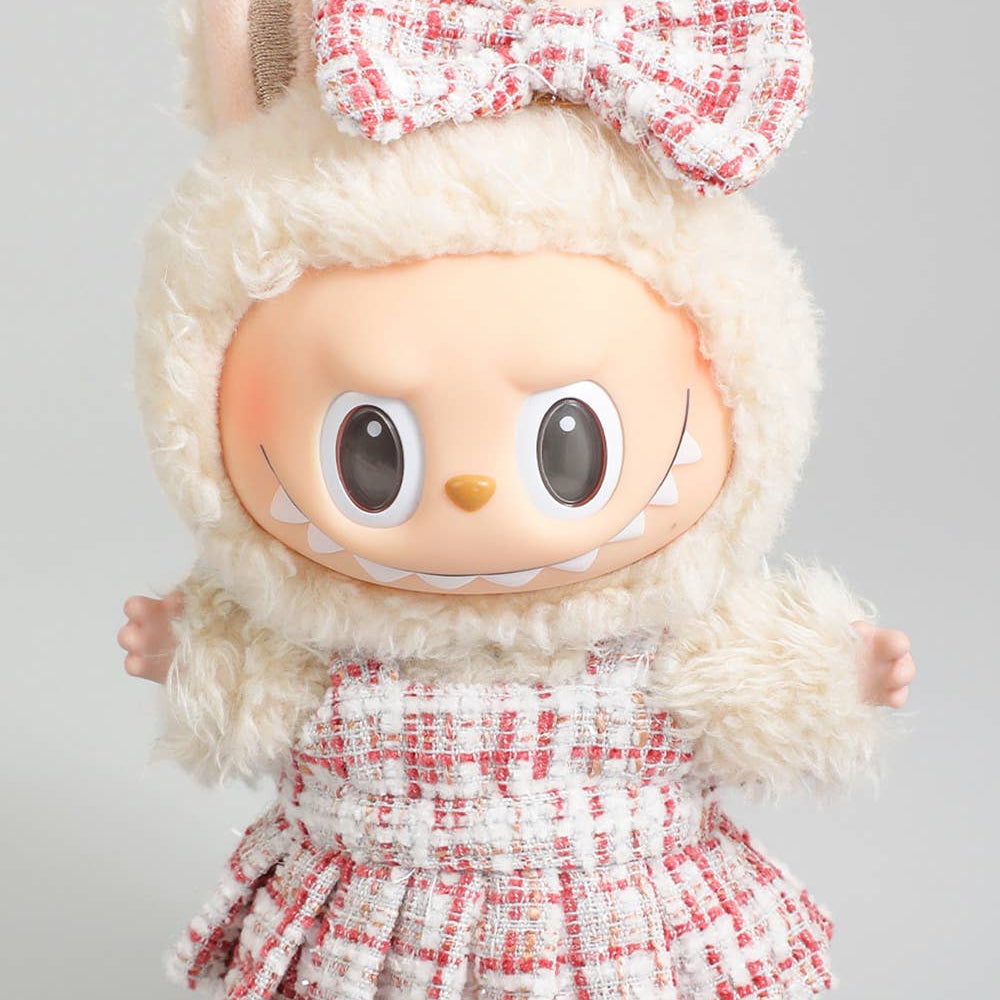 DESIGNER TWEED LABUBU DRESS WITH BOW