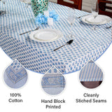 Apatite Blue Hand Block Printed Cotton tablecloth 60x60