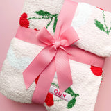 Cherry on Top - Plush Cozy Pink Red Luxury Throw Blanket