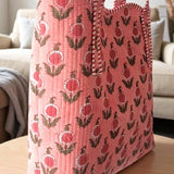 Cider Bloom Pink Scalloped Tote Bag