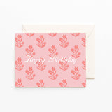 Pink Happy Birthday Block Print Card