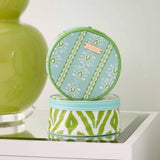 Rosemary Stripe Blue Round Jewelry Case