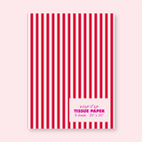 Peppermint Stripe Red + White Tissue Paper - Pack 8 Sheets