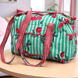 Campbell Green Striped Cherry Duffle Bag
