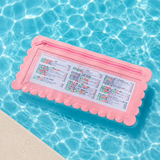 Splash-Proof Mahjong Card Holder for Pool Mahjong - Pink Scallops LARGE SIZE