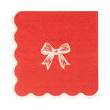 Red/Gold Bow Cocktail Napkin