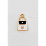 Black & White Flower Purse Charm