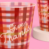Give Thanks Plaid Cups