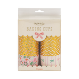 Gold Foil Bows/Icons on Pink 5 oz Baking Cups