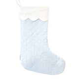 Blue Quilted Seersucker Scalloped Stocking