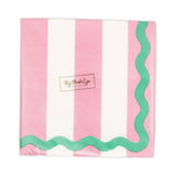 Pink and Green Stripes and Ric Rac Cocktail Napkin