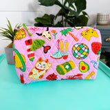 Quilted Toiletry Makeup Cosmetics Bags | Lucky Vibes Pink
